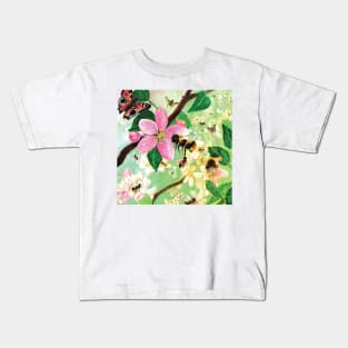 Spring flowering tree with pollinating insects Illustration Kids T-Shirt